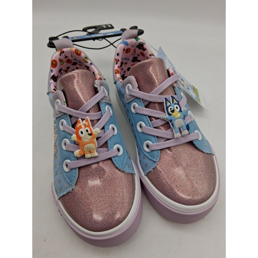 Bluey Sneakers Toddler Kids Size 11 Blue Purple Slip On Elastic Lace Shoes - Picture 6 of 12